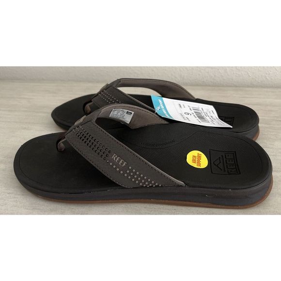 Reef Men's Sz 9 Ortho-Seas Leather Flip Flops - Brown NWT - Picture 4 of 7